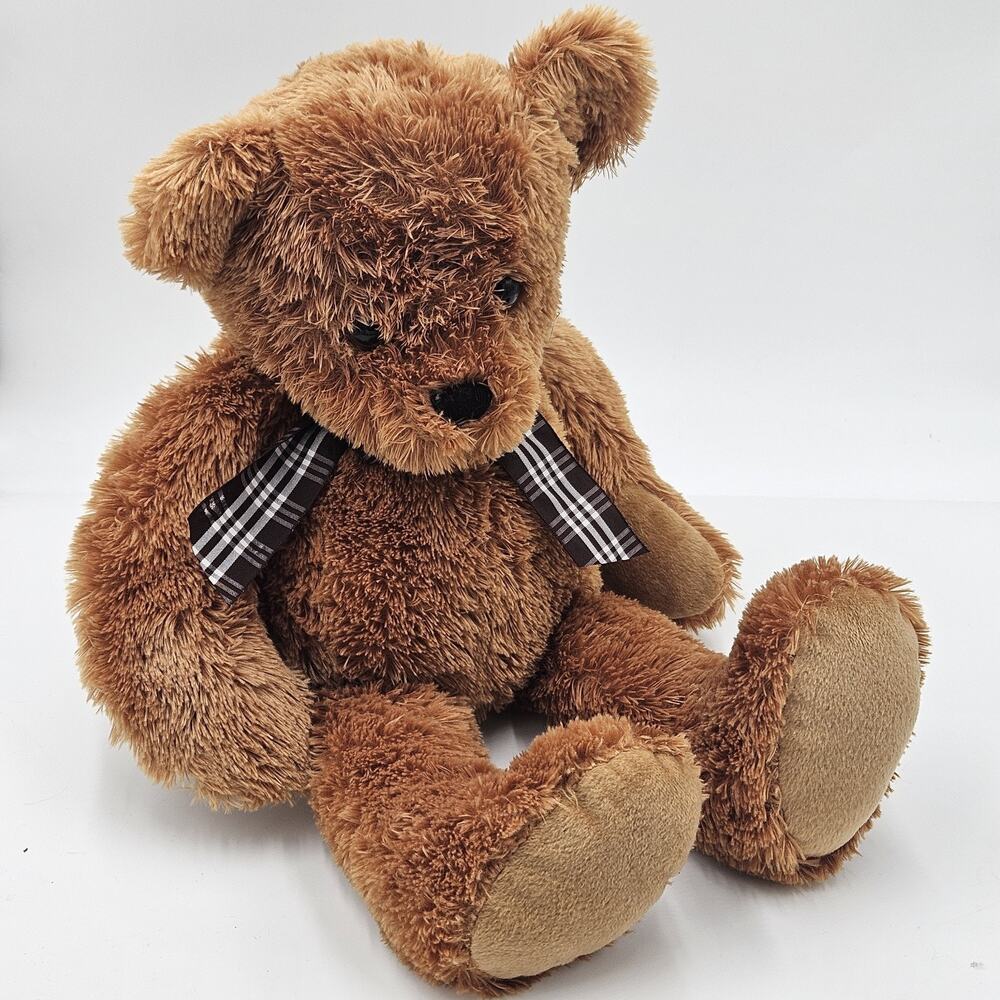 Vintage Y2K 21" Toys R Us Brown Teddy Bear Animal Alley Plaid Ribbon Tan Feet